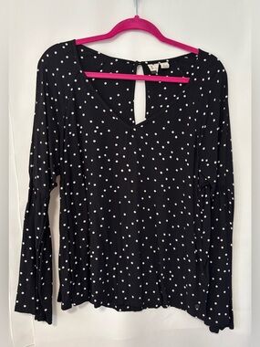 Roxy Polka Dot Blouse with Flared Sleeves. Size XL
